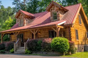 This charming Pigeon Forge log cabin has stone details and is a delight to look at