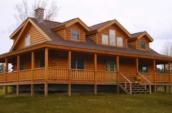 The Ledgewood Log Home Has A Huge Wrap Around Porch for $135,900